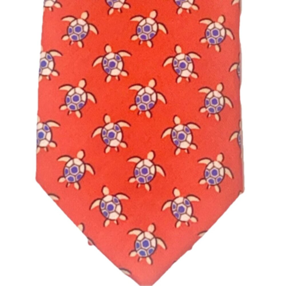 Turtles Necktie Slim Tie Roundtree & Yorke Men’s 100% Cotton Red